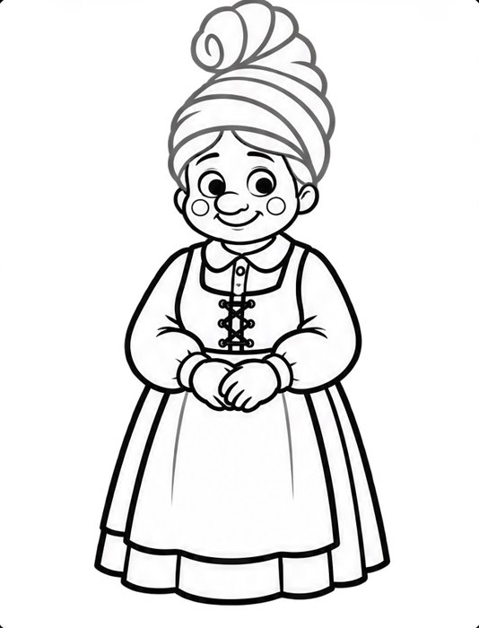 Cómo dibujar a Mari Domingi, paso 5: las mangas, las manos, la falda y el delantal
