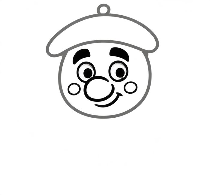 Cómo dibujar a Olentzero, paso 2: los ojos, la nariz, la sonrisa y los mofletes