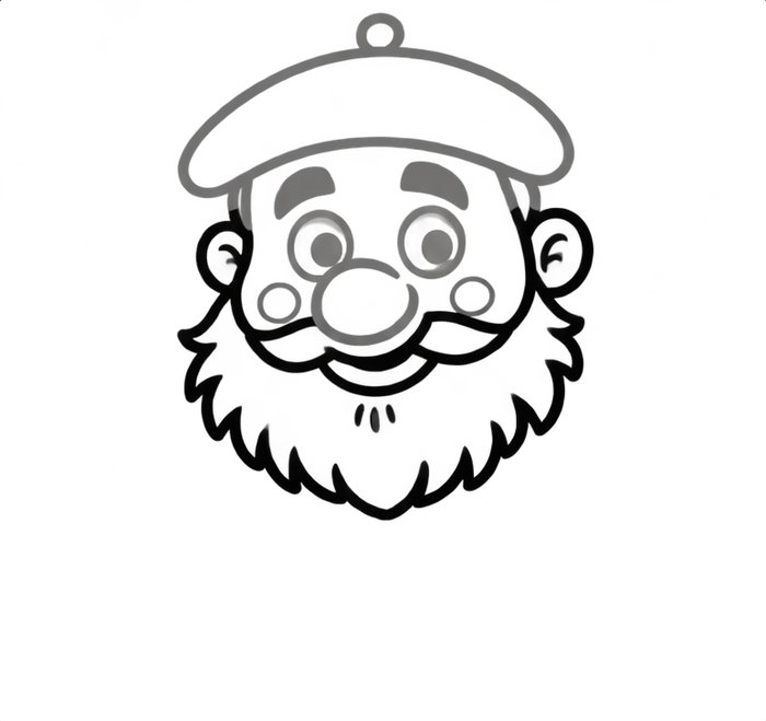 Cómo dibujar a Olentzero, paso 3: la barba, el bigote y las orejas