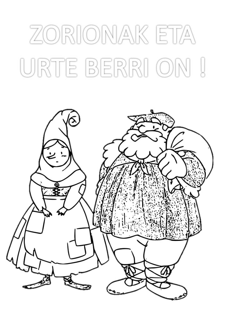 urte berri on olentzero eta maridomingi margotzeko