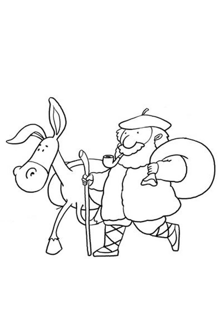 dibujo para colorear de olentzero y el burro