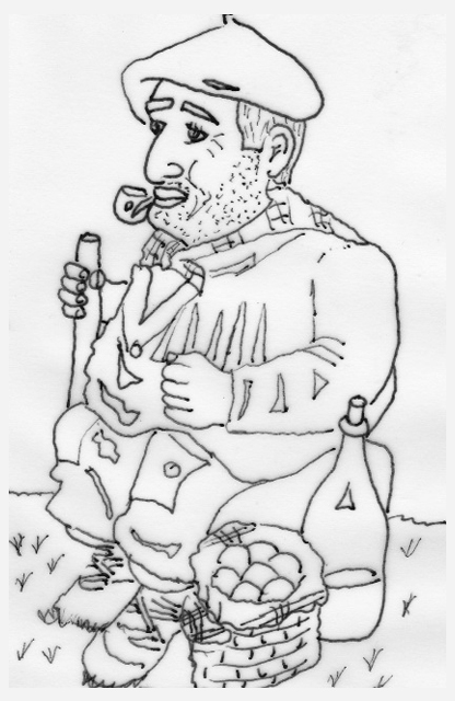 olentzero dibujo sentado colorear