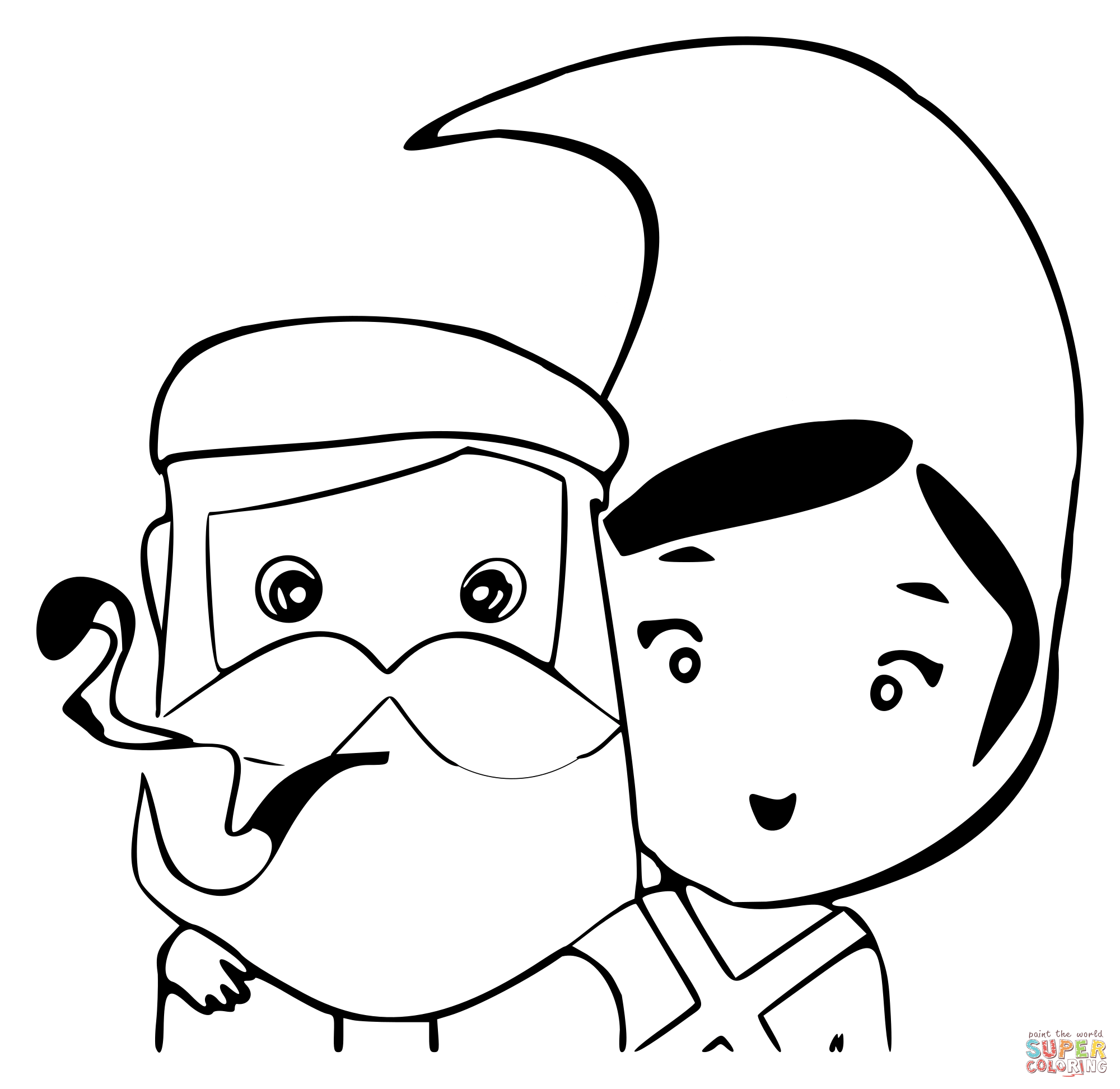 dibujo para colorear de las cabezas de olentzero y mari domingi
